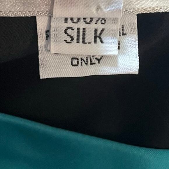 Mark Heister‎ Women's M Blouse 100% Silk Business Casual Office Blue Turquoise - Picture 6 of 8